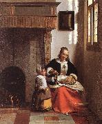 HOOCH, Pieter de Woman Peeling Apples  sg oil painting artist